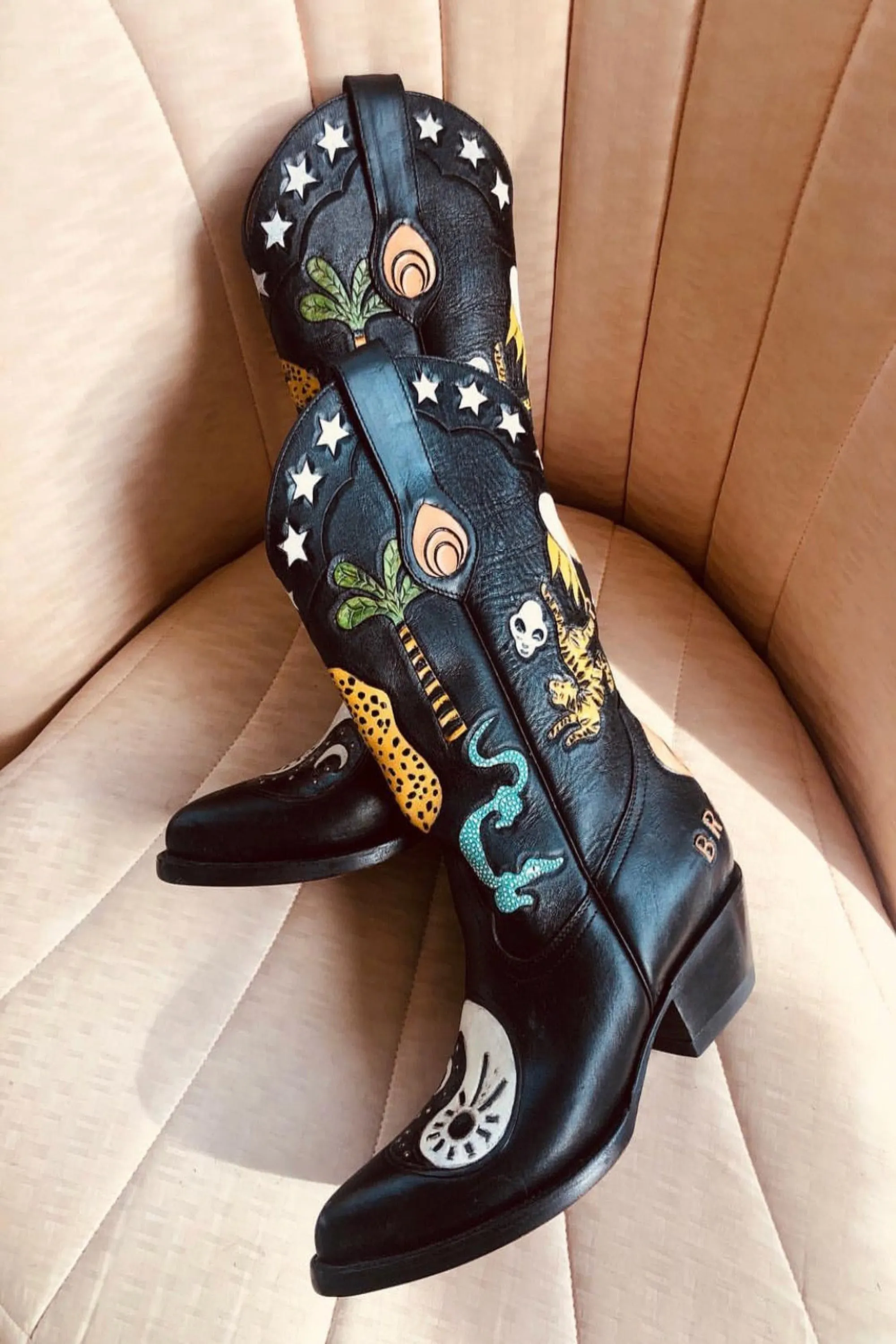 Yin Yang Doodle Cowboy Boot sold by Brother Vellies