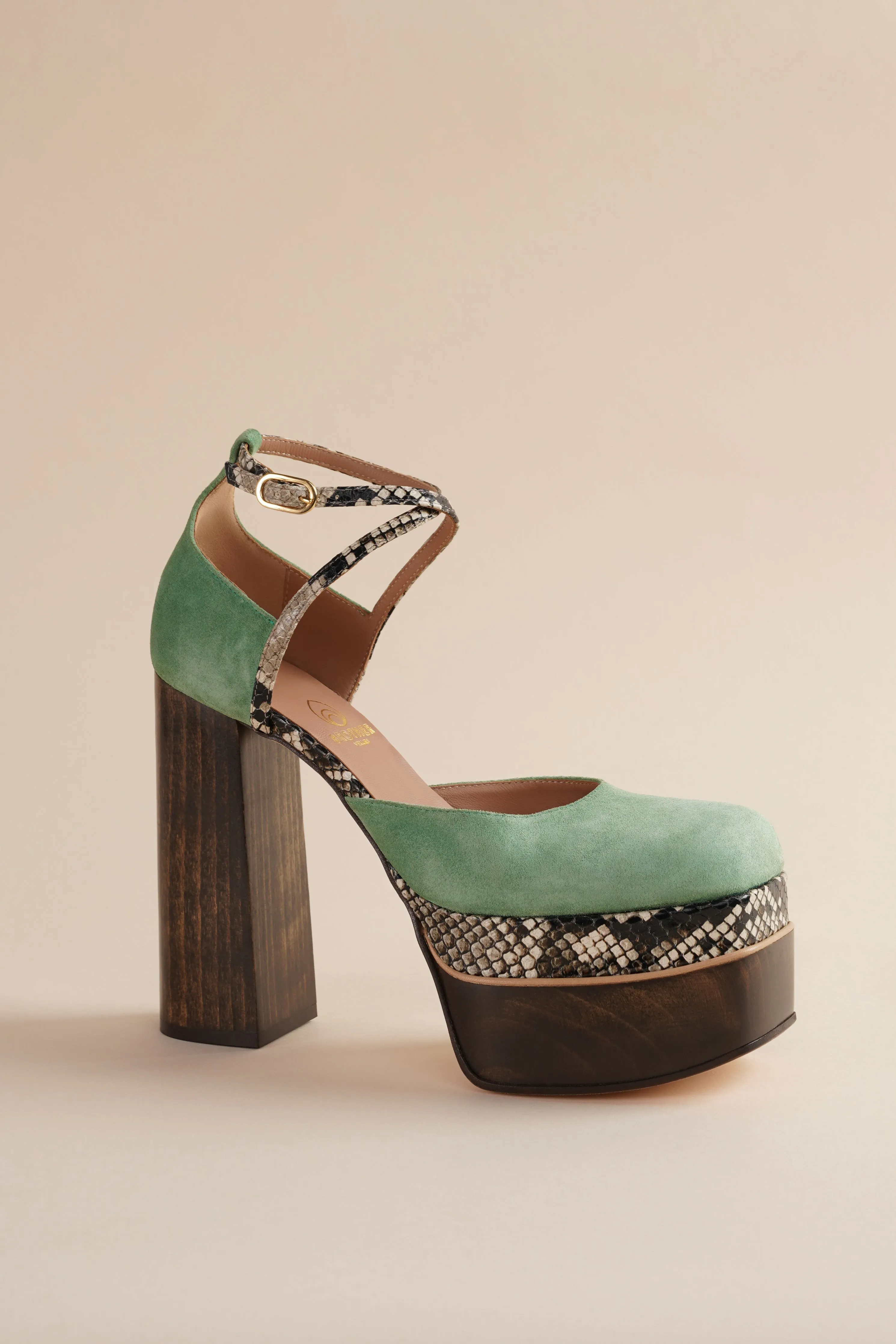 Disco Mary Jane Platform in Cactus Green Suede sold by Brother Vellies product image thumbnail 2