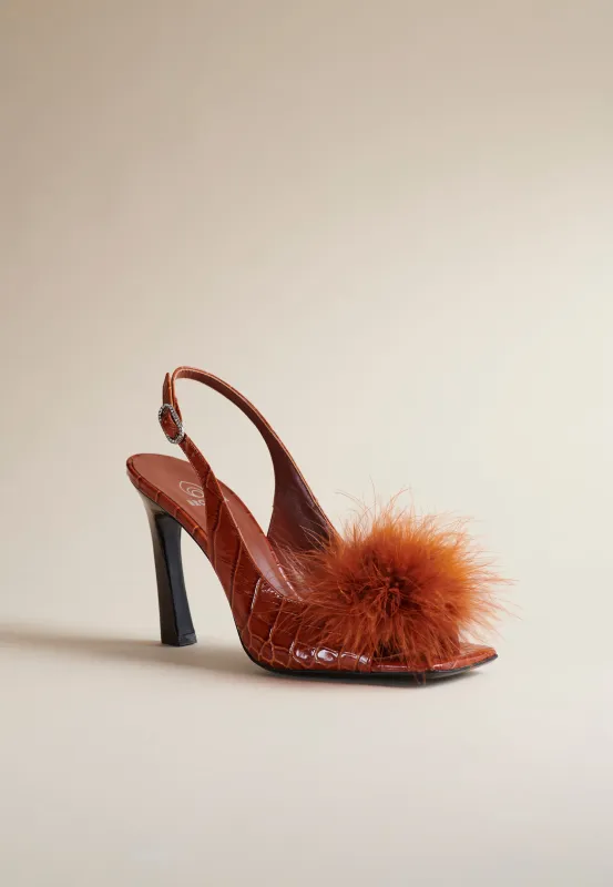 Holly Pump in Cognac Croc sold by Brother Vellies