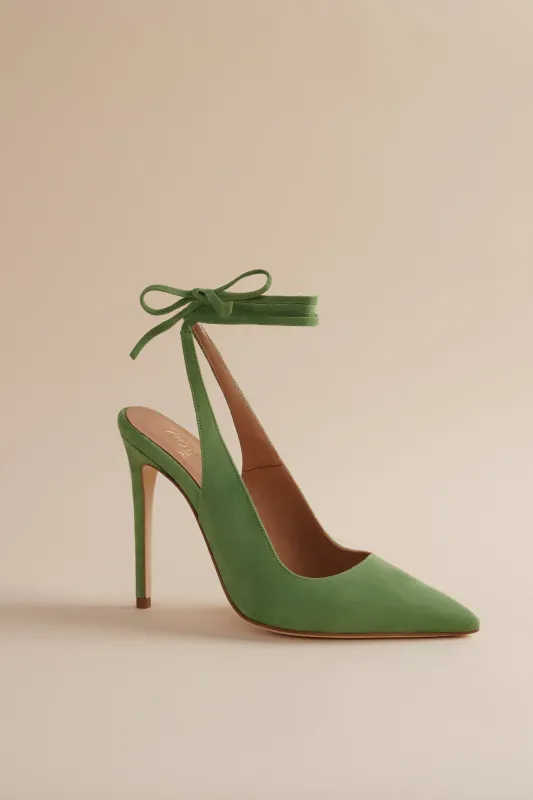 Ribbon Pump in Cactus Green Suede sold by Brother Vellies