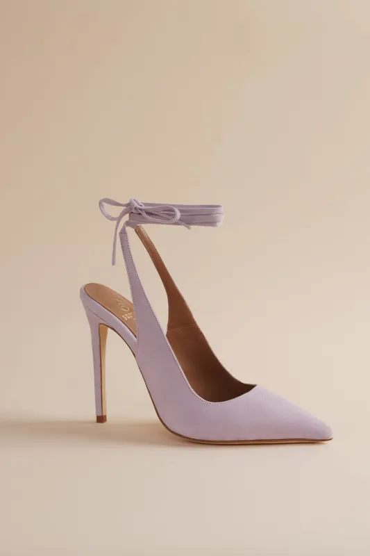 Ribbon Pump in Lavender Suede sold by Brother Vellies