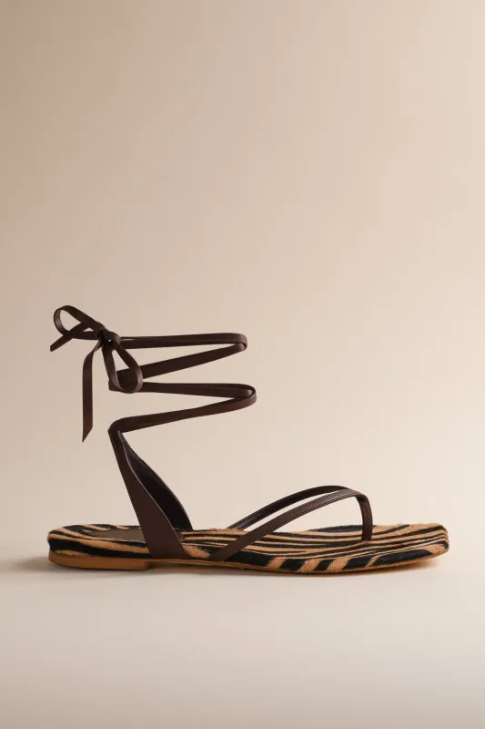Tyla Sandal in Honey Zebra sold by Brother Vellies