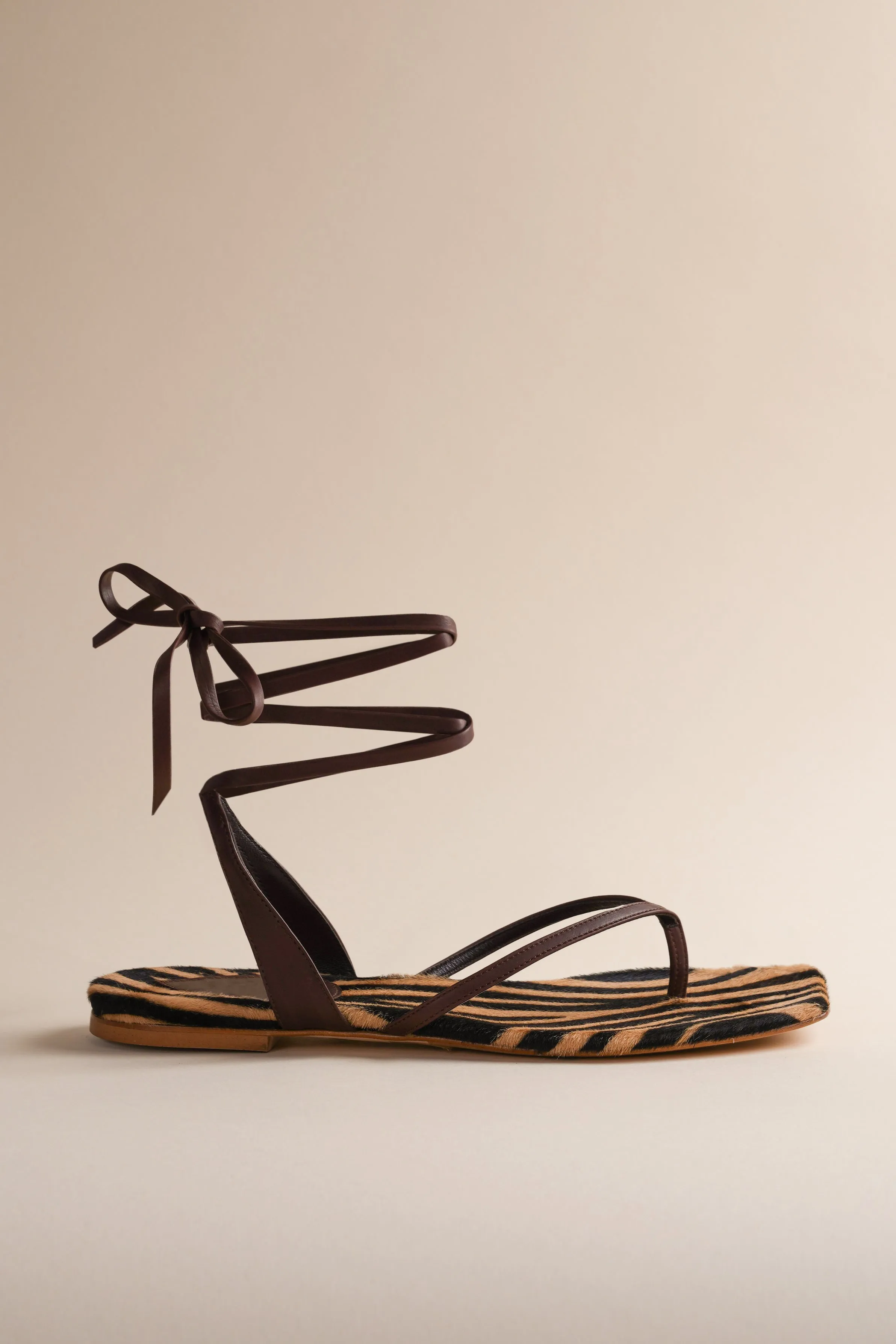 Tyla Sandal in Honey Zebra sold by Brother Vellies