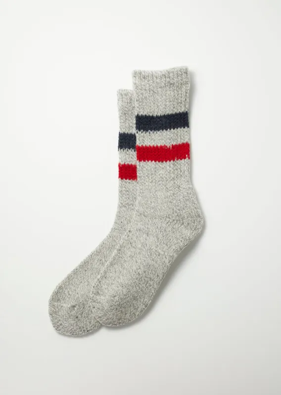 Retro Winter Outdoor Sock - Gry/D. bl/Red sold by Tanner Goods