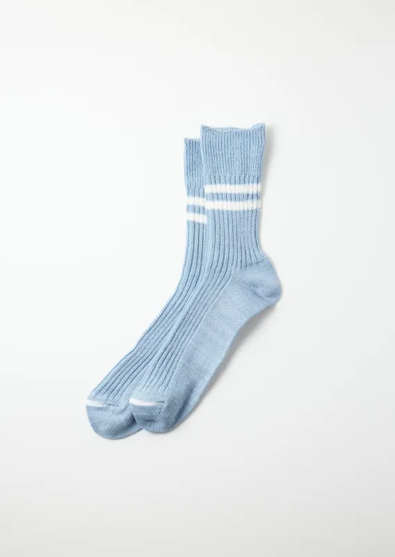 Hemp Organic Cotton Stripe Socks - Morning Blue/White sold by Tanner Goods