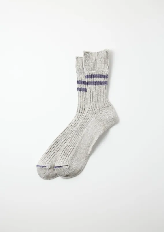 Hemp Organic Cotton Stripe Sock - Gray/Purple Haze sold by Tanner Goods