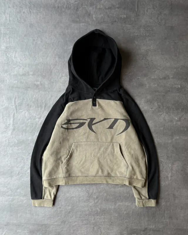 BUTTON UP HOODIE [BLACK/TAN] sold by Synical Global