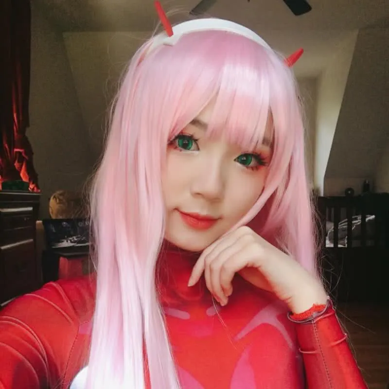 Anime DARLING in the FRANXX Zerotwo 02 Long Pink Straight Cosplay Wigs sold by Lemail wig