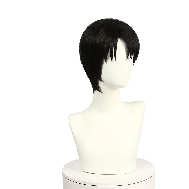 Anime Attack on Titan Levi Captain Short Straight Black Cosplay Wigs sold by L-email wig product image thumbnail 2