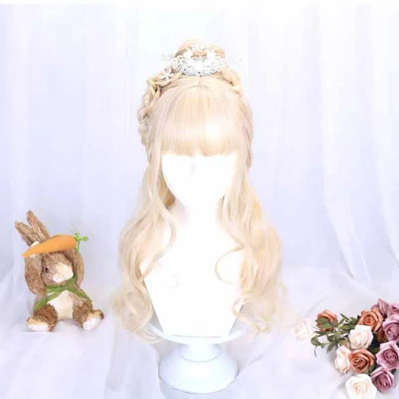 65cm Lolita Medium Long Blonde Long Curly Princess Wigs sold by Lemail wig product image thumbnail 4