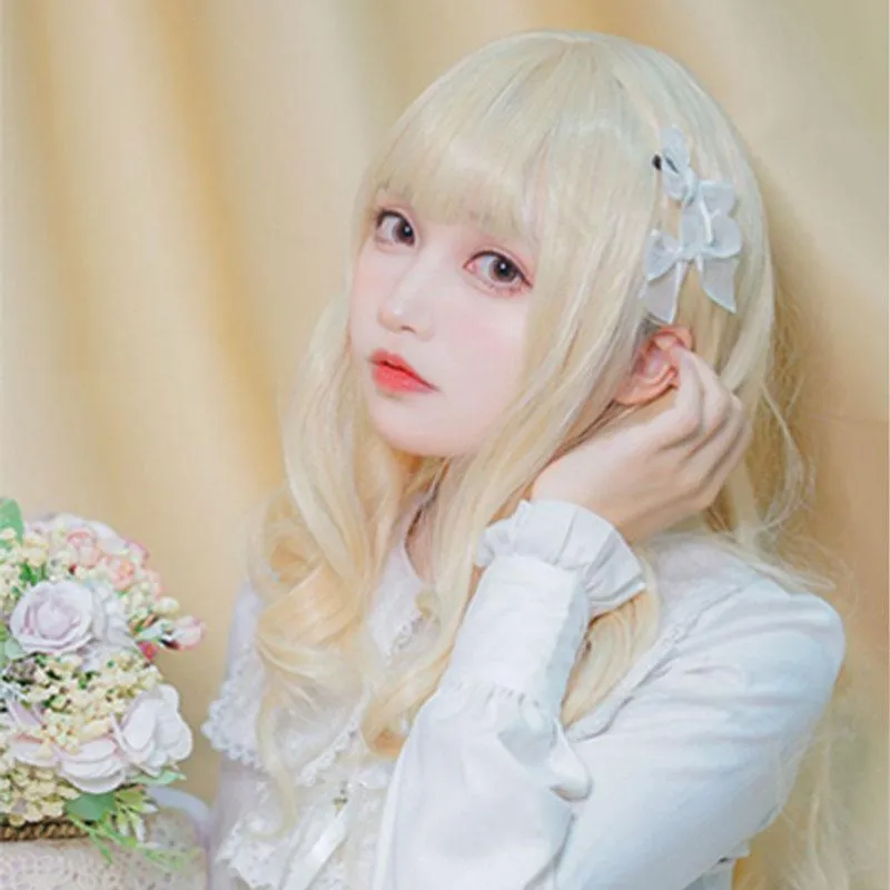 65cm Lolita Medium Long Blonde Long Curly Princess Wigs sold by Lemail wig