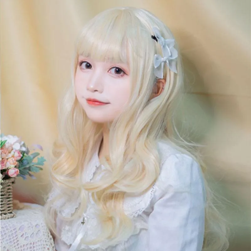 65cm Lolita Medium Long Blonde Long Curly Princess Wigs sold by Lemail wig product image thumbnail 2