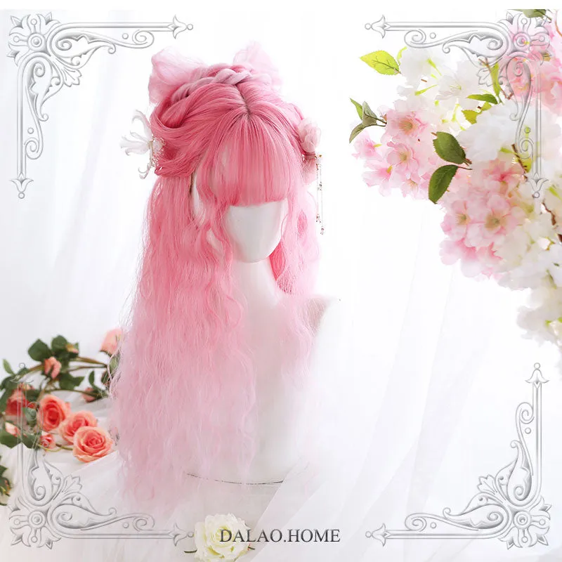 Harajuku Soft Girl Cherry Pink Long Curly Lolita Wig sold by L-email wig product image thumbnail 3