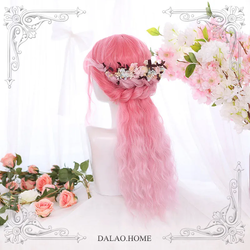 Harajuku Soft Girl Cherry Pink Long Curly Lolita Wig sold by L-email wig product image thumbnail 4