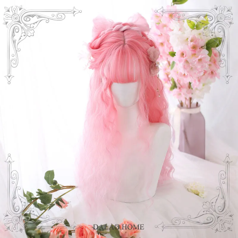 Harajuku Soft Girl Cherry Pink Long Curly Lolita Wig sold by L-email wig