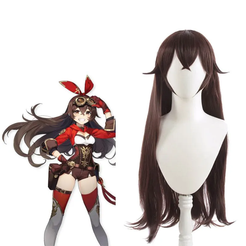 Genshin Impact Amber Long Straight Brown Cosplay Wigs sold by Lemail wig