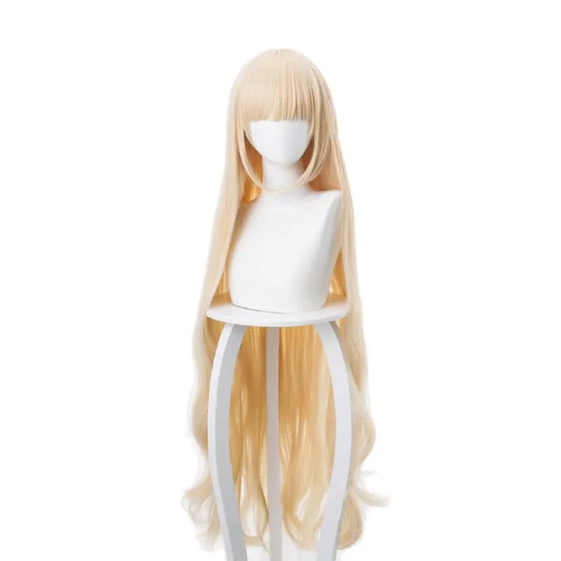 110cm Long Blonde Curly Arknights Nightingale Cosplay Wigs with Flat Bang sold by Lemail wig