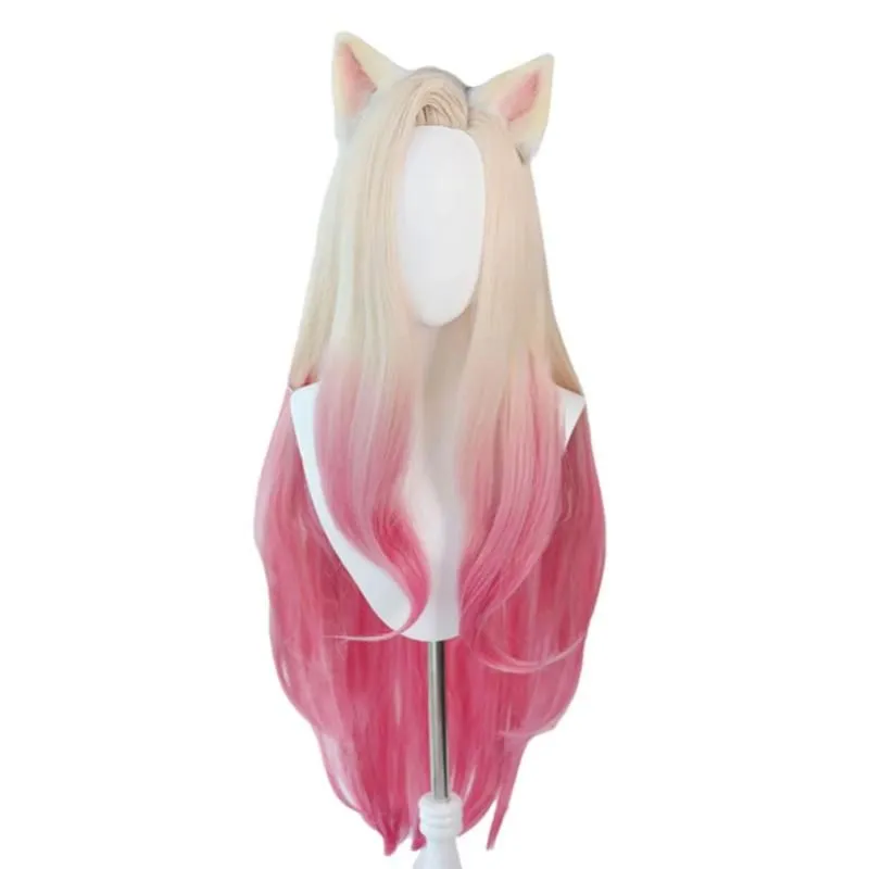 LOL KDA BADDEST Ahri Cosplay Wigs With Ears-B sold by Lemail wig