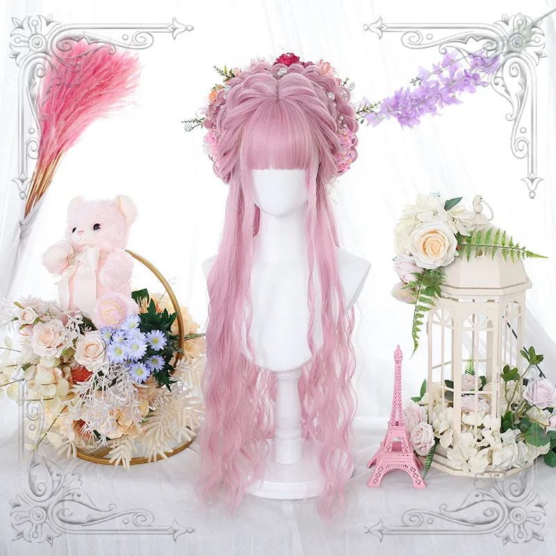 Lolita Pink Long Curly Cosplay Wigs sold by L-email wig product image thumbnail 2