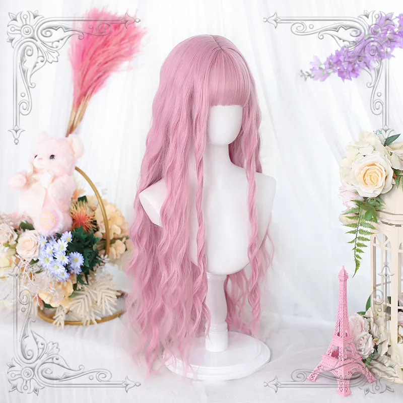 Lolita Pink Long Curly Cosplay Wigs sold by L-email wig product image thumbnail 4