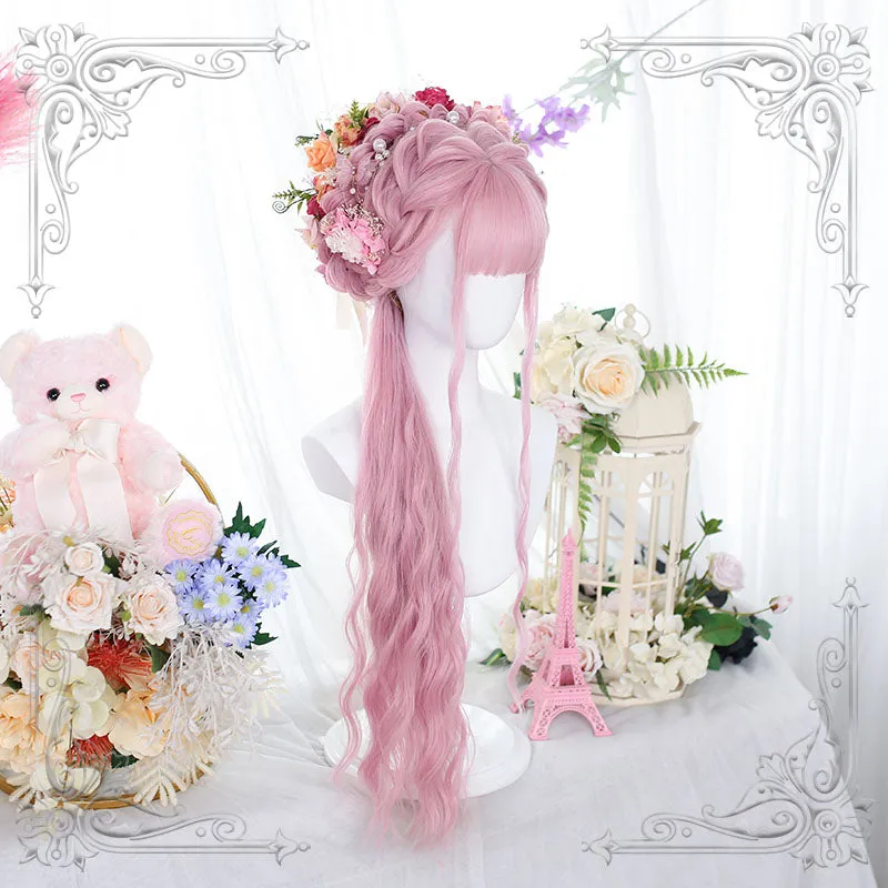 Lolita Pink Long Curly Cosplay Wigs sold by L-email wig product image thumbnail 3