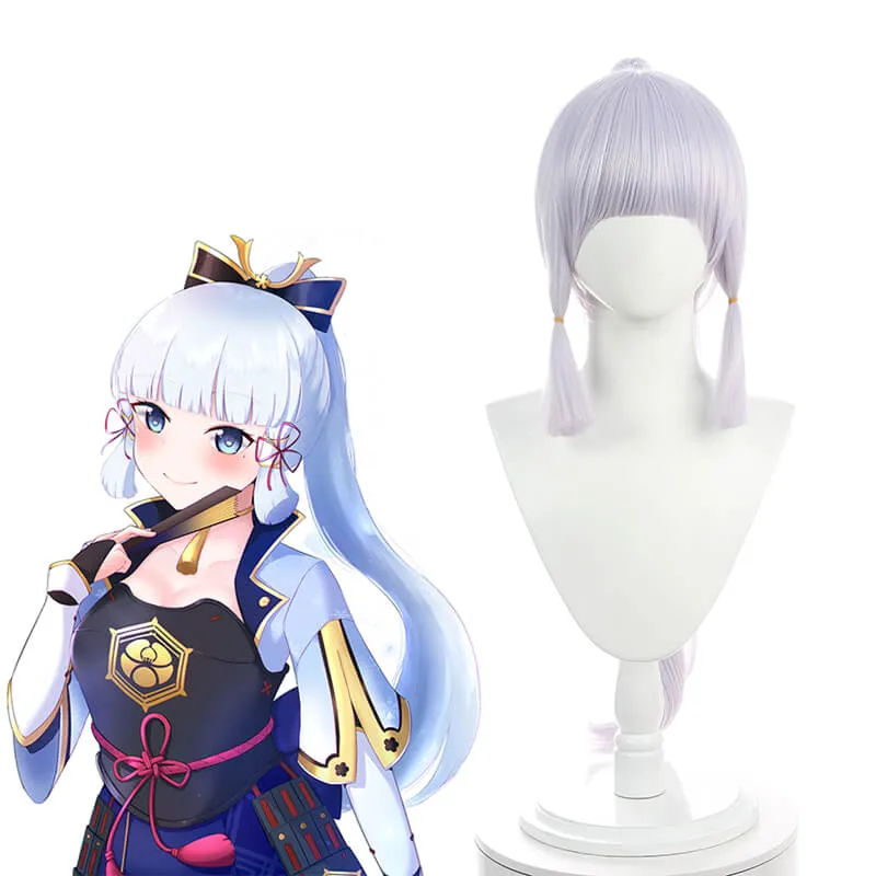 Genshin Impact Ayaka Long Gray Mixed Blue Ponytail Cosplay Wigs sold by Lemail wig