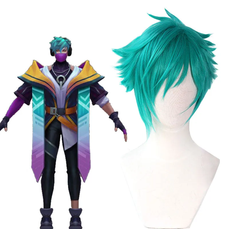 LOL Heartsteel Aphelios Blue Green Cosplay Wig sold by Lemail wig