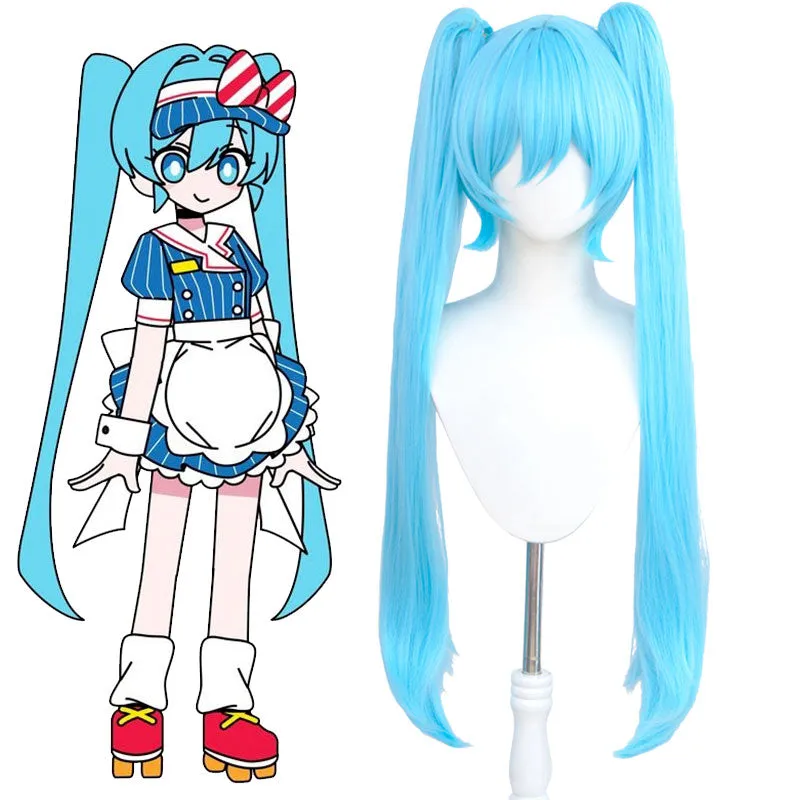 Hatsune Miku Mesmerizer Blue Halloween Cosplay Costume And Long Wig Kit sold by Lemail wig