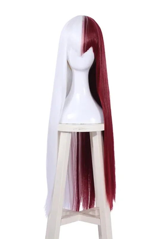 My Hero Academia Shouto Todoroki White Mixed Red Synthetic Long Women Cosplay Wigs sold by L-email wig
