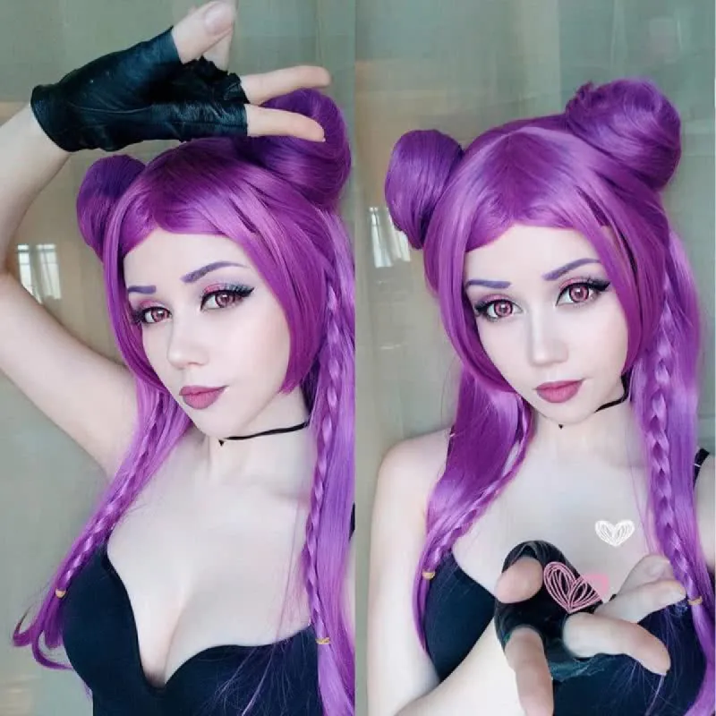 LOL KDA Skin Kaisa Long Straight Purple Cosplay Wigs sold by Lemail wig