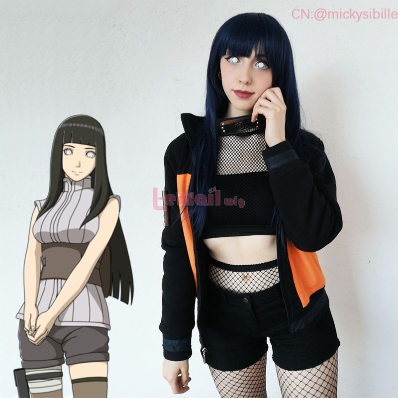 Anime Naruto Hinata Hyuga Ink Mixed Blue Bang Cosplay Wigs sold by L-email wig
