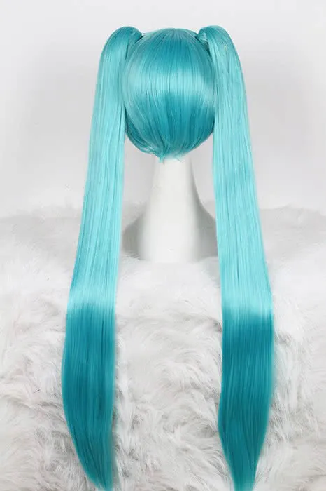 Supper Long Anime Teal Light Blue Long Straight Cosplay Wigs sold by L-email wig product image thumbnail 2