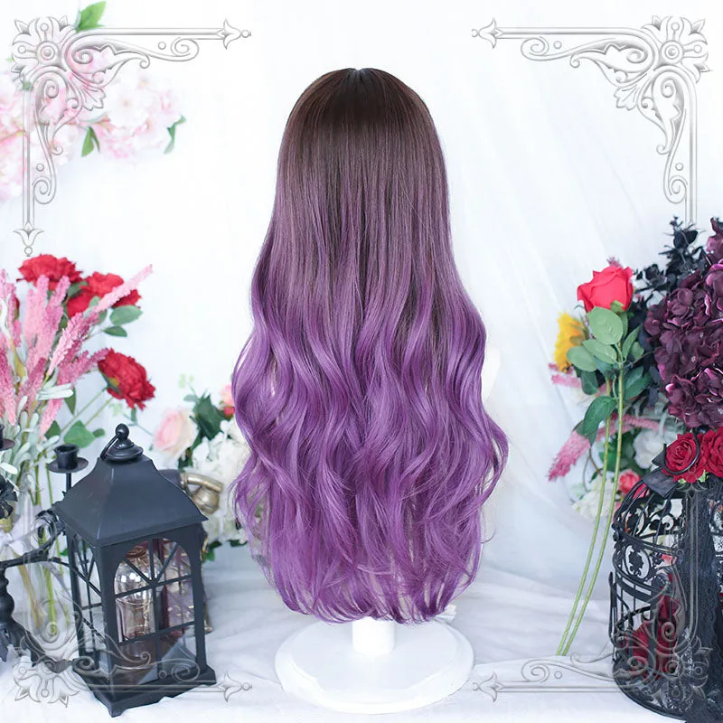Lolita Black Mixed Purple Long Curly Cosplay Wig sold by L-email wig product image thumbnail 4