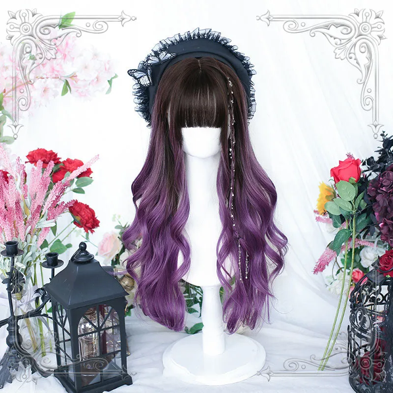 Lolita Black Mixed Purple Long Curly Cosplay Wig sold by L-email wig product image thumbnail 3