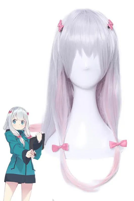Eromanga Sensei Izumi Sagiri Long Silver Mixed Pink Anime Cosplay Girls Wigs sold by Lemail wig