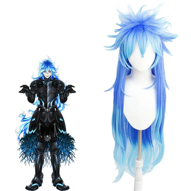 Twisted-Wonderland Mermaid Idia Long Blue Cosplay Wigs sold by Lemail wig