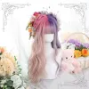 Lolita Pink Mixed Purple Long Curly Cosplay Wigs sold by L-email wig
