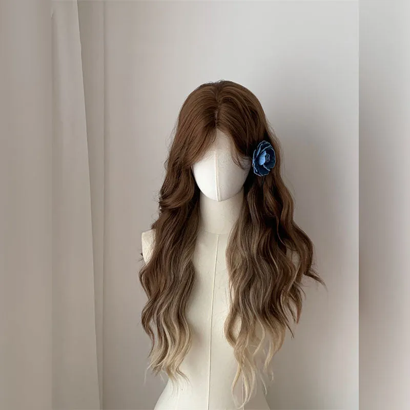 Lemailwig Brown Gradient Curly Front Lace Wig sold by Lemail wig