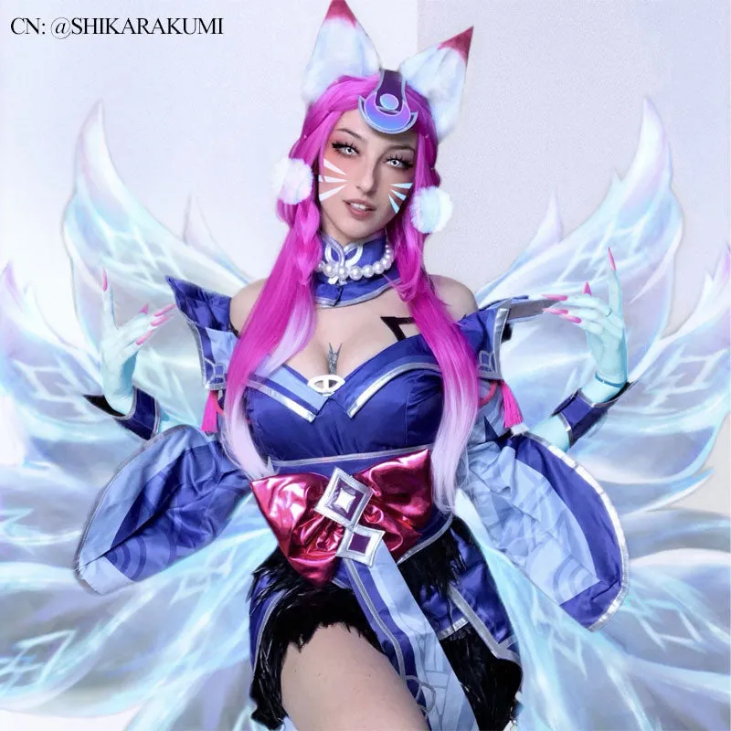 【Last Batch】L-email Wig LOL Snow Moon Ahri Cosplay Costume And Wig Kit sold by Lemail wig