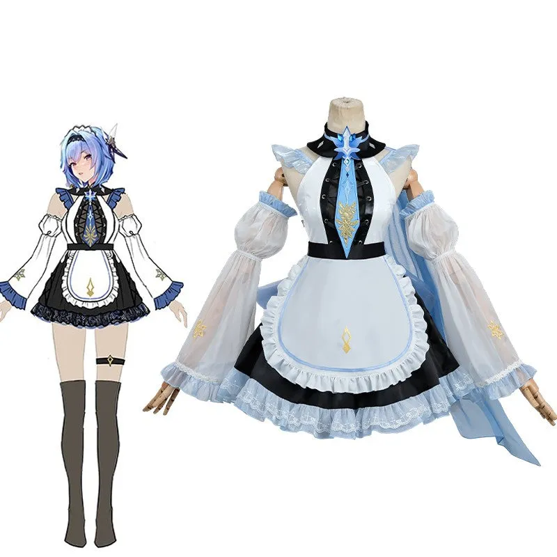【48HR SHIP】L-email Wig Genshin Impact Eula Maid Fanart Halloween Cosplay Costume Kit sold by Lemail wig product image thumbnail 4