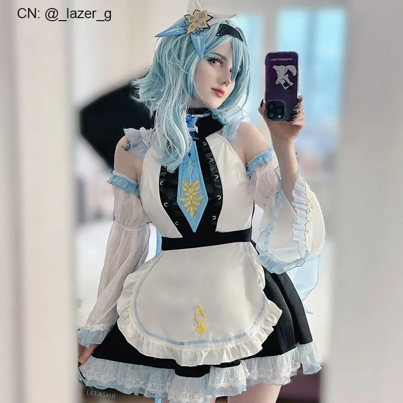 【48HR SHIP】L-email Wig Genshin Impact Eula Maid Fanart Halloween Cosplay Costume Kit sold by Lemail wig product image thumbnail 3