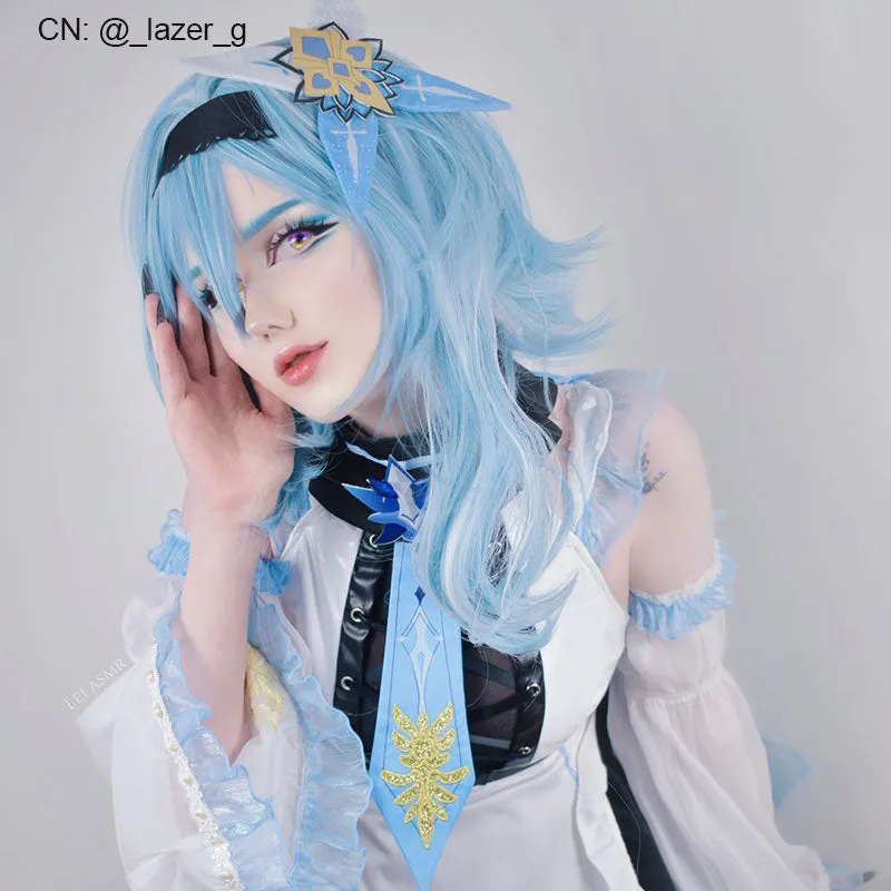 【48HR SHIP】L-email Wig Genshin Impact Eula Maid Fanart Halloween Cosplay Costume Kit sold by Lemail wig product image thumbnail 2