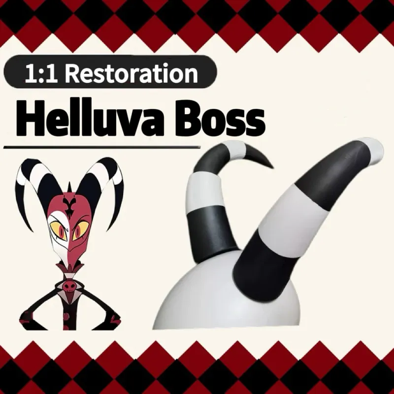 L-email Wig Helluva Boss Blitzo Devil Horns Headdress Cosplay Halloween Accessories sold by Lemail wig