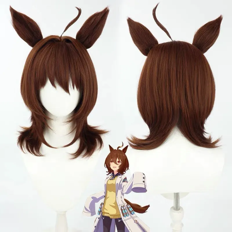 L-email Wig Pretty Derby Agnes Tachyon Brown 48cm Cosplay Wig And Tail Ears sold by Lemail wig