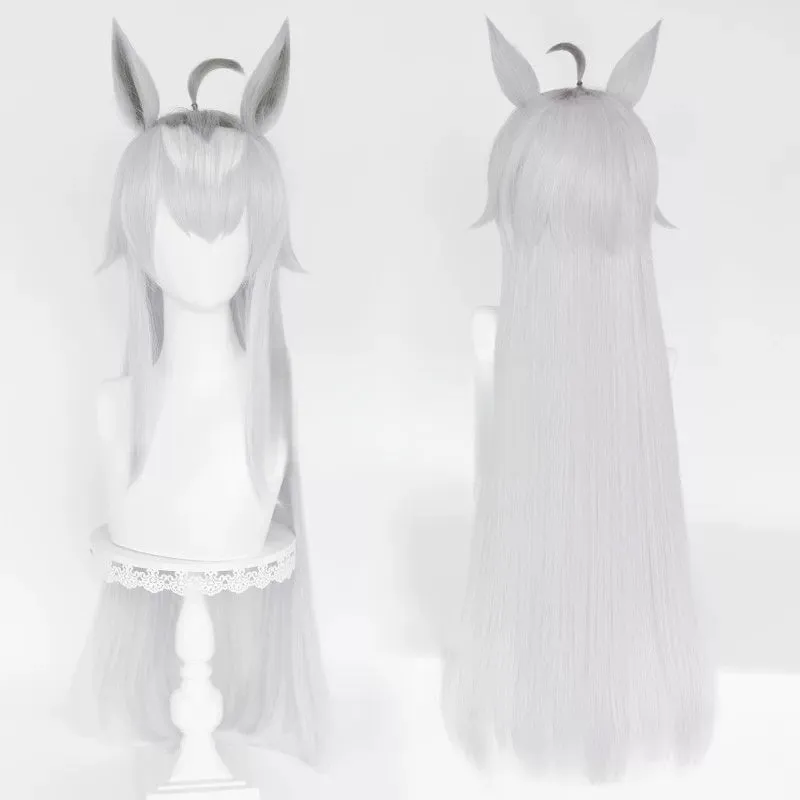 L-email Wig Umamusume:Pretty Derby Oguri Cap Gray 90cm Cosplay Wig And Tail Ears sold by Lemail wig product image thumbnail 2
