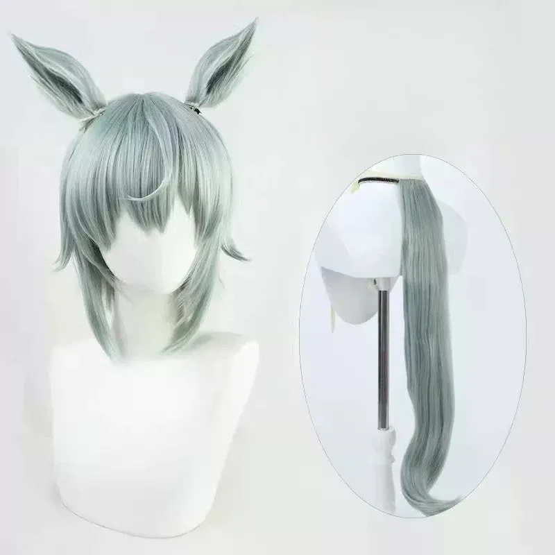L-email Wig Umamusume:Pretty Derby Seiun Sky Light Green Cosplay Wig Ears And Tail sold by Lemail wig product image thumbnail 4