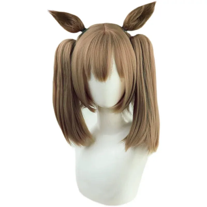 L-email Wig Umamusume:Pretty Derby Smart Falcon Brown Cosplay Wig Ears And Tail sold by Lemail wig product image thumbnail 4