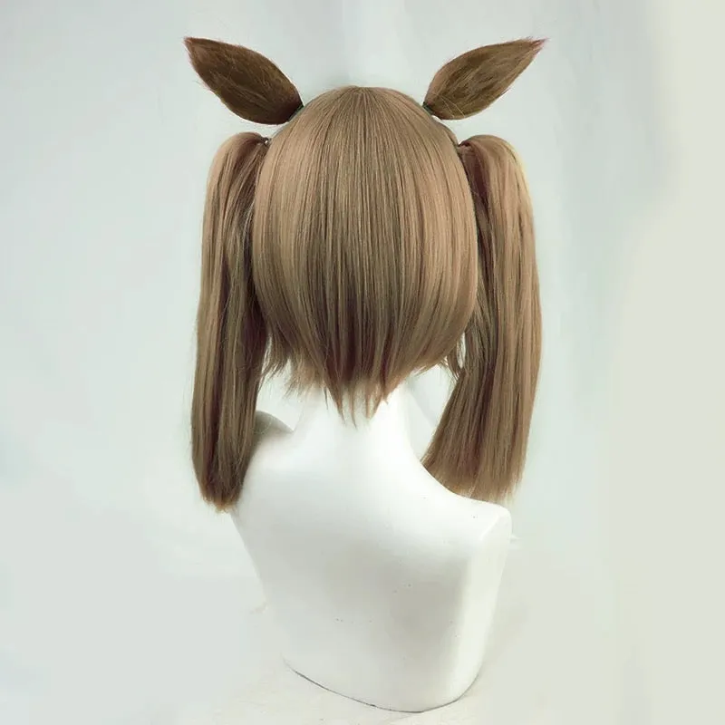 L-email Wig Umamusume:Pretty Derby Smart Falcon Brown Cosplay Wig Ears And Tail sold by Lemail wig product image thumbnail 3