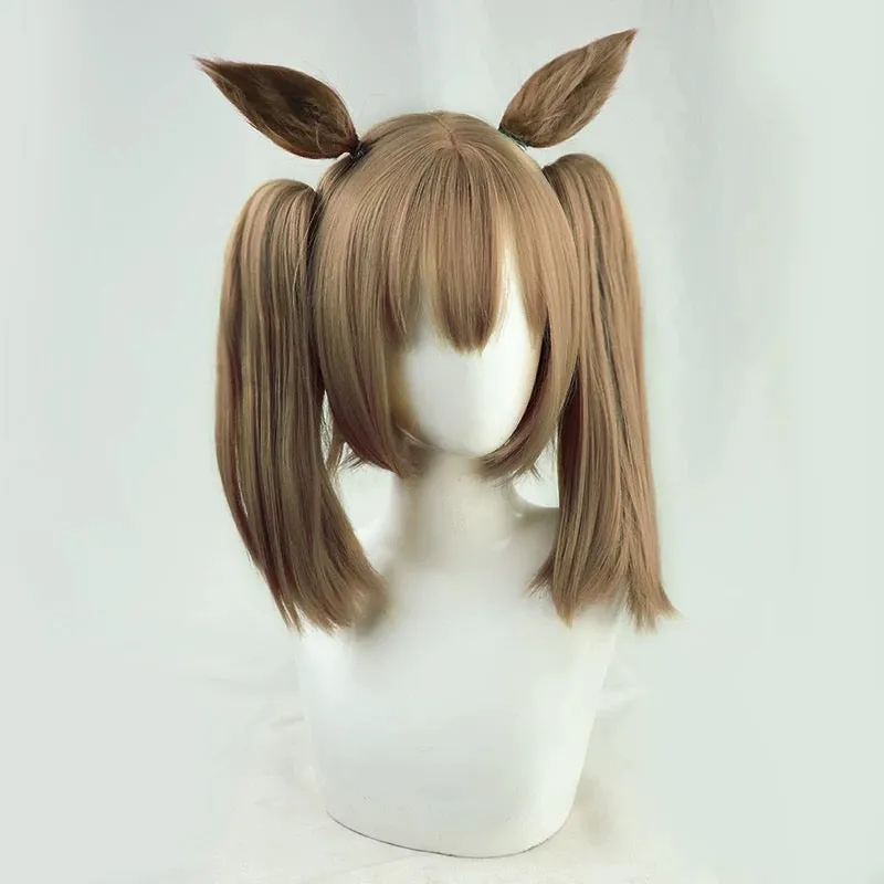 L-email Wig Umamusume:Pretty Derby Smart Falcon Brown Cosplay Wig Ears And Tail sold by Lemail wig product image thumbnail 2