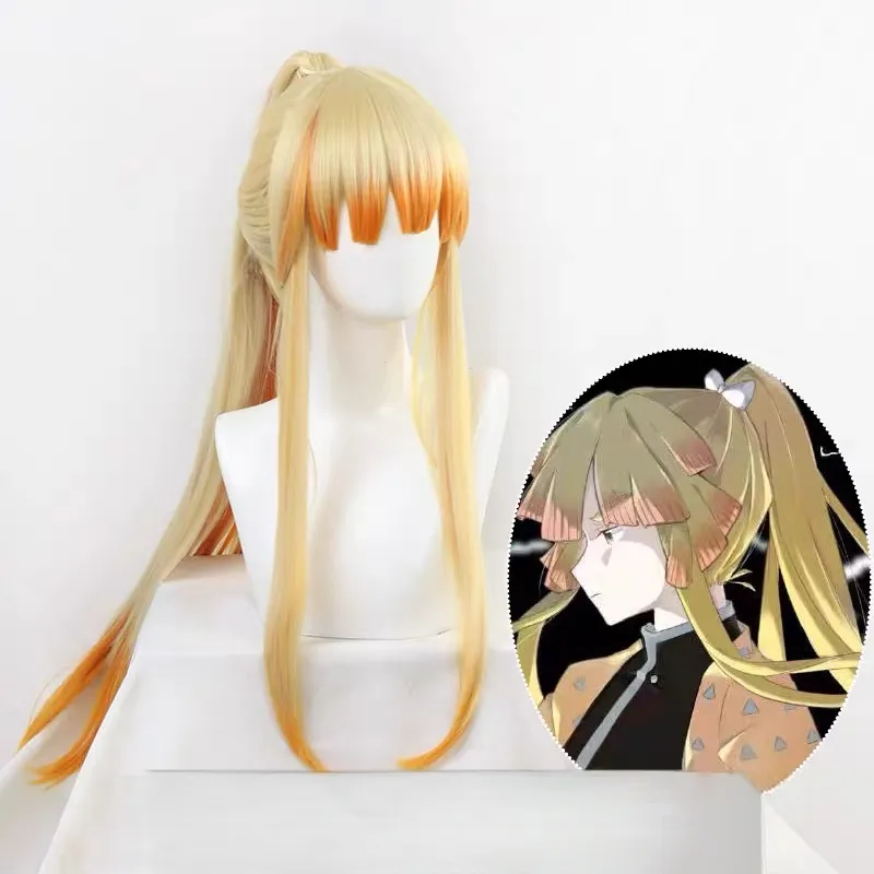 L-email Wig Demon Slayer Zenitsu Agatsuma 90cm Halloween Cosplay Wig sold by Lemail wig